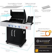 KESSER Master – Barbecue gaz 4+1 brûleurs avec zone infrarouge 800°C et LED