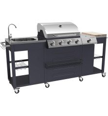 Cuisine extérieure Texas – 4 brûleurs + réchaud latéral – 17,2 kW – Happy Garden