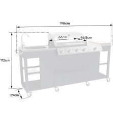 Cuisine extérieure Texas – 4 brûleurs + réchaud latéral – 17,2 kW – Happy Garden