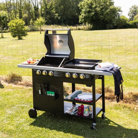 Barbecue gaz VESUVIO – 6 brûleurs avec plancha – 18 kW – 14 couverts