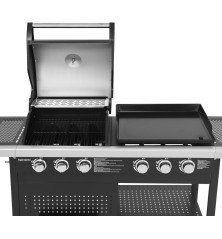 Barbecue gaz VESUVIO – 6 brûleurs avec plancha – 18 kW – 14 couverts