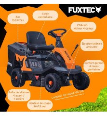 FUXTEC FX RMR66 66 cm 6 pk 150 liter grasopvangbak zitmaaier