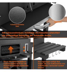Barbecue Charbon XXL TLSUNNY – Pratique, Robuste et Mobile