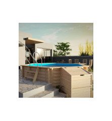Piscine Hors Sol Bois GRE Vanille 2 | Kit Complet Ø4 m