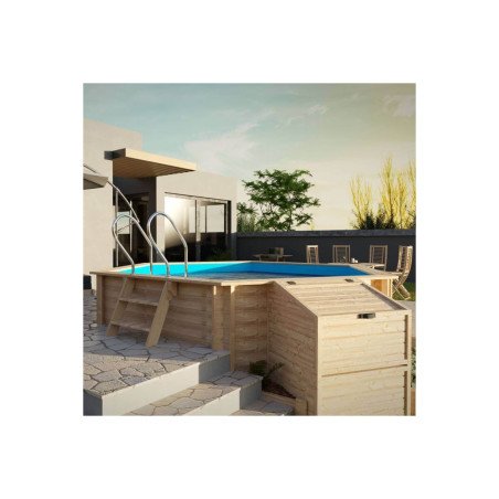 Piscine Bois GRE Vanille 2 Ø400 x H119 cm
