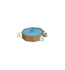 Piscine Hors Sol Bois GRE Violette 2 | Ø5 m | Kit Complet