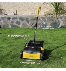 Garland Roll&Comb 302E-V19 – Barredora de Césped Artificial 1400 W, Rodillo 32 cm, Bolsa 25 L